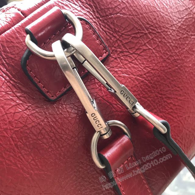 Gucci包 古馳新款手袋 Gucci牛皮旅行袋 Gucci手提肩背包 587866紅皮  gdj1057